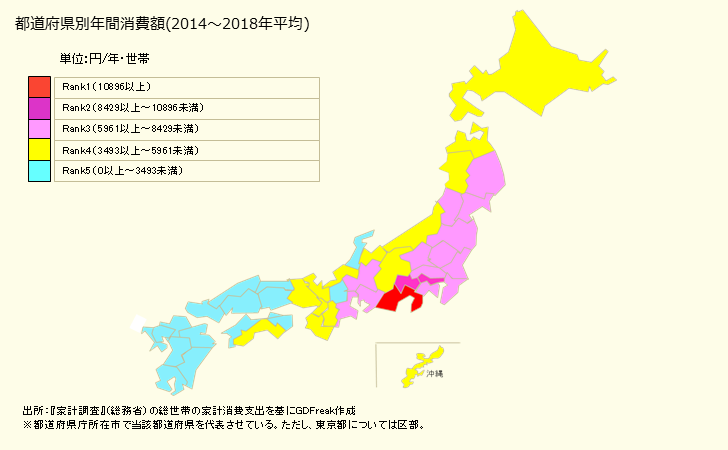 グラフ <まぐろ>の家計消費支出 都道府県別年間家計消費支出