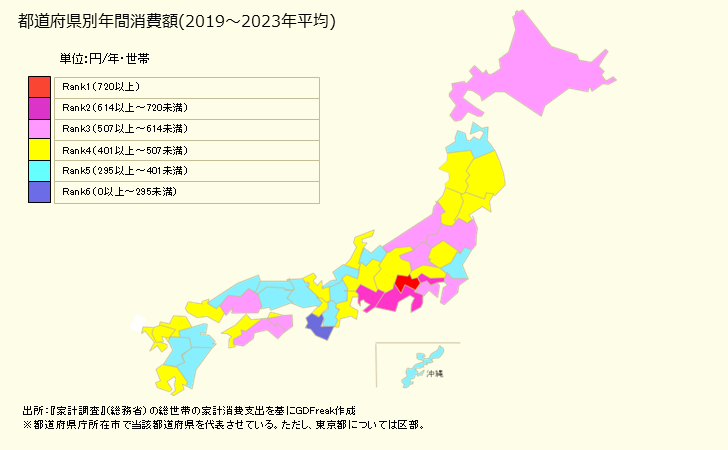 グラフ アサリの家計消費支出 アサリの都道府県別年間家計消費支出