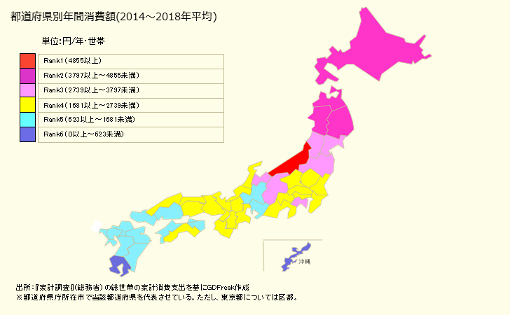 グラフ 塩さけの家計消費支出 都道府県別年間家計消費支出