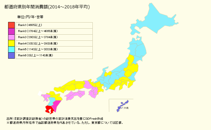 グラフ 揚げ蒲鉾(かまぼこ)の家計消費支出 都道府県別年間家計消費支出