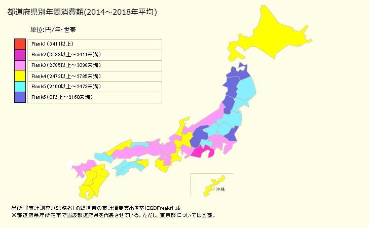 グラフ <じゃがいも>の家計消費支出 都道府県別年間家計消費支出