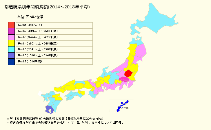グラフ イチゴの家計消費支出 都道府県別年間家計消費支出