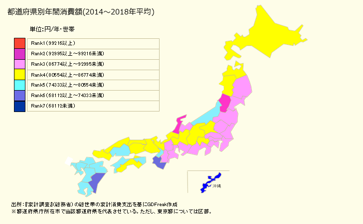 グラフ <菓子類>の家計消費支出 都道府県別年間家計消費支出