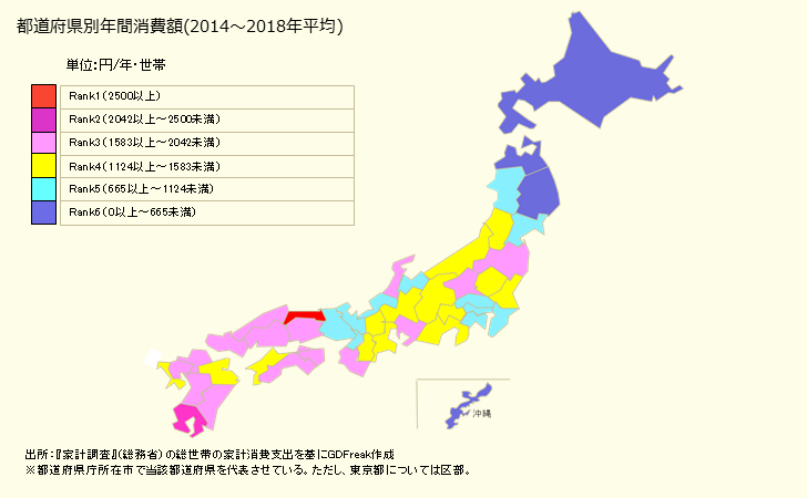 グラフ 饅頭(まんじゅう)の家計消費支出 都道府県別年間家計消費支出