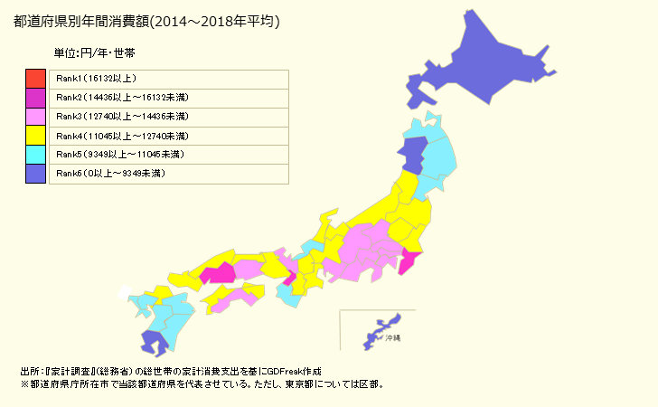 グラフ <他の主食的調理食品>の家計消費支出 都道府県別年間家計消費支出