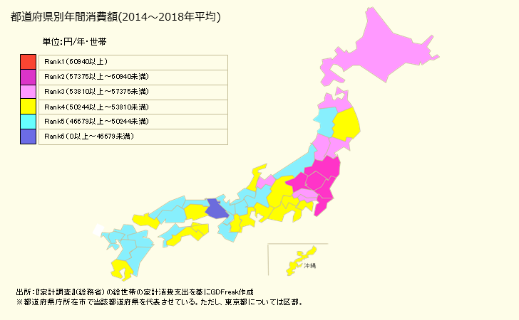 グラフ <飲料>の家計消費支出 都道府県別年間家計消費支出