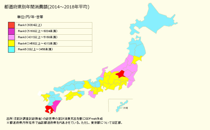 グラフ <乳酸菌飲料>の家計消費支出 都道府県別年間家計消費支出