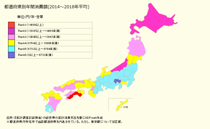 グラフ 発泡酒・ビール風アルコール飲料の家計消費支出 都道府県別年間家計消費支出