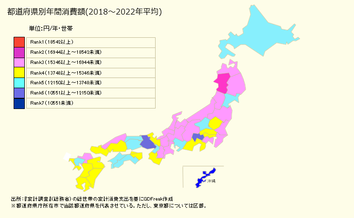 グラフで見る nhk放送受信料の家計消費支出 都道府県別年間家計消費支出出所総務省 家計調査